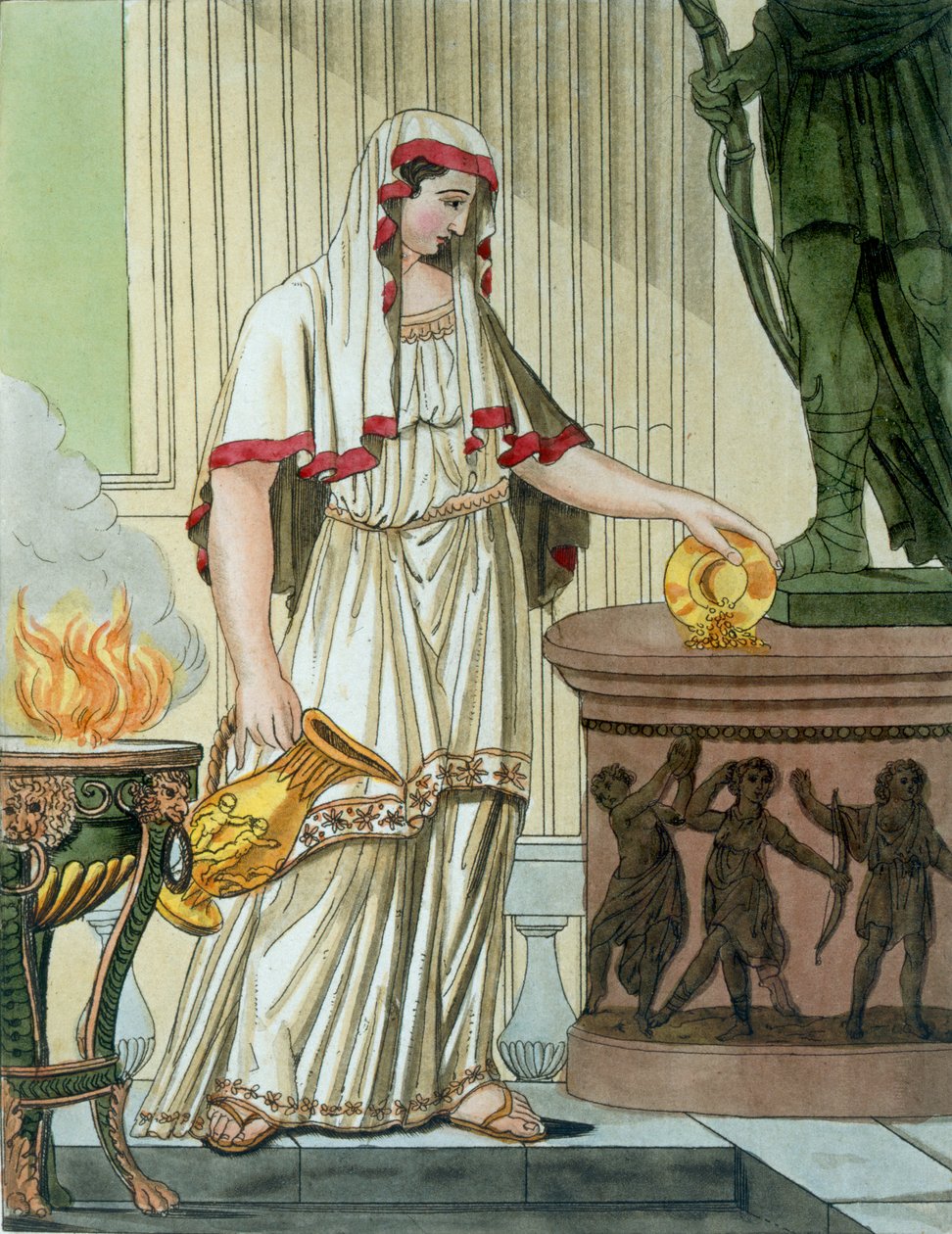 Vestal处女，来自&39;L&39;Antique Rome&39;的插图，由Labrousse雕刻，于1796年出版 作者 雅克·格拉塞德·圣索维尔