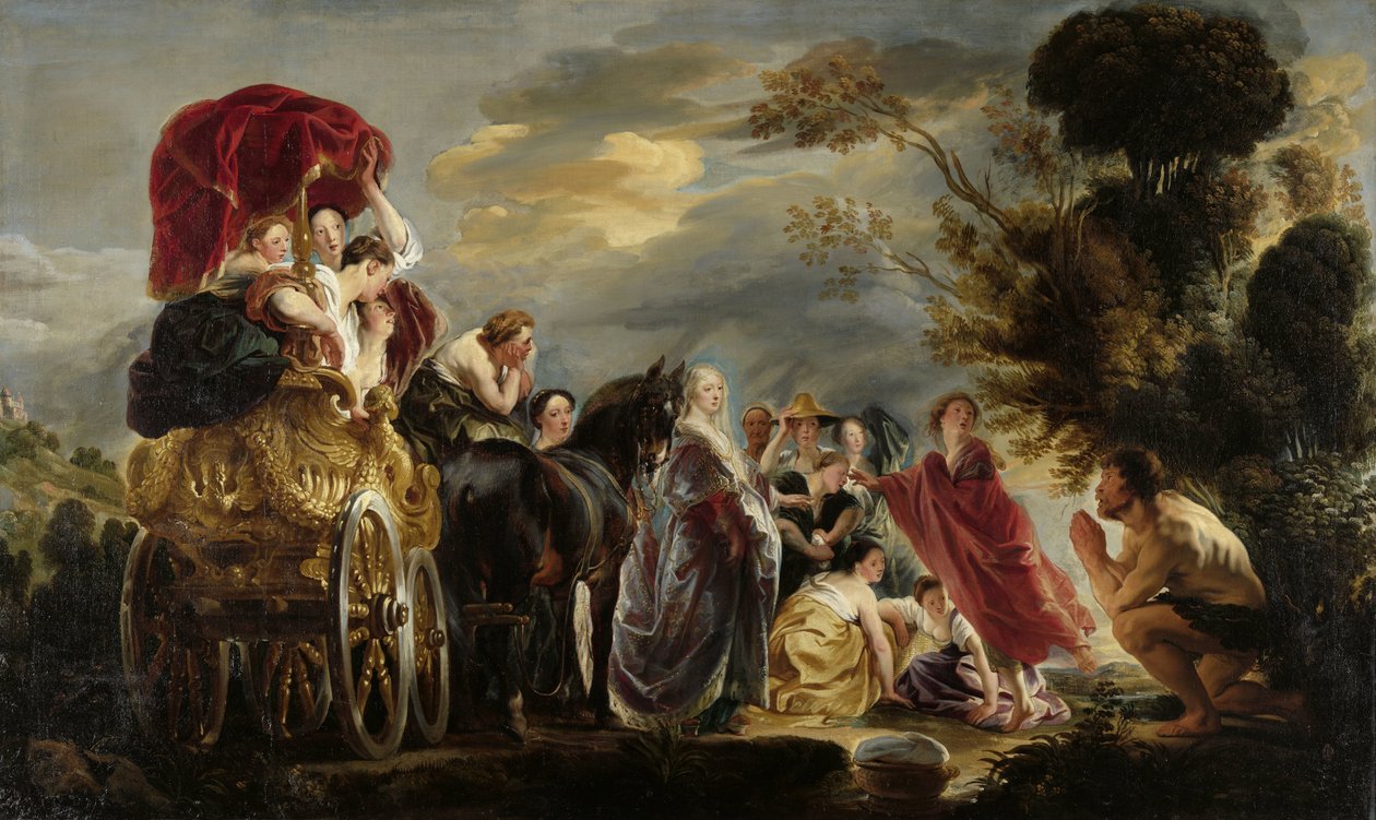 奥德修斯与娜乌西卡的会面
尤利西斯和娜乌西卡的会面 作者 Jacques Jordaens（艺术家签名）