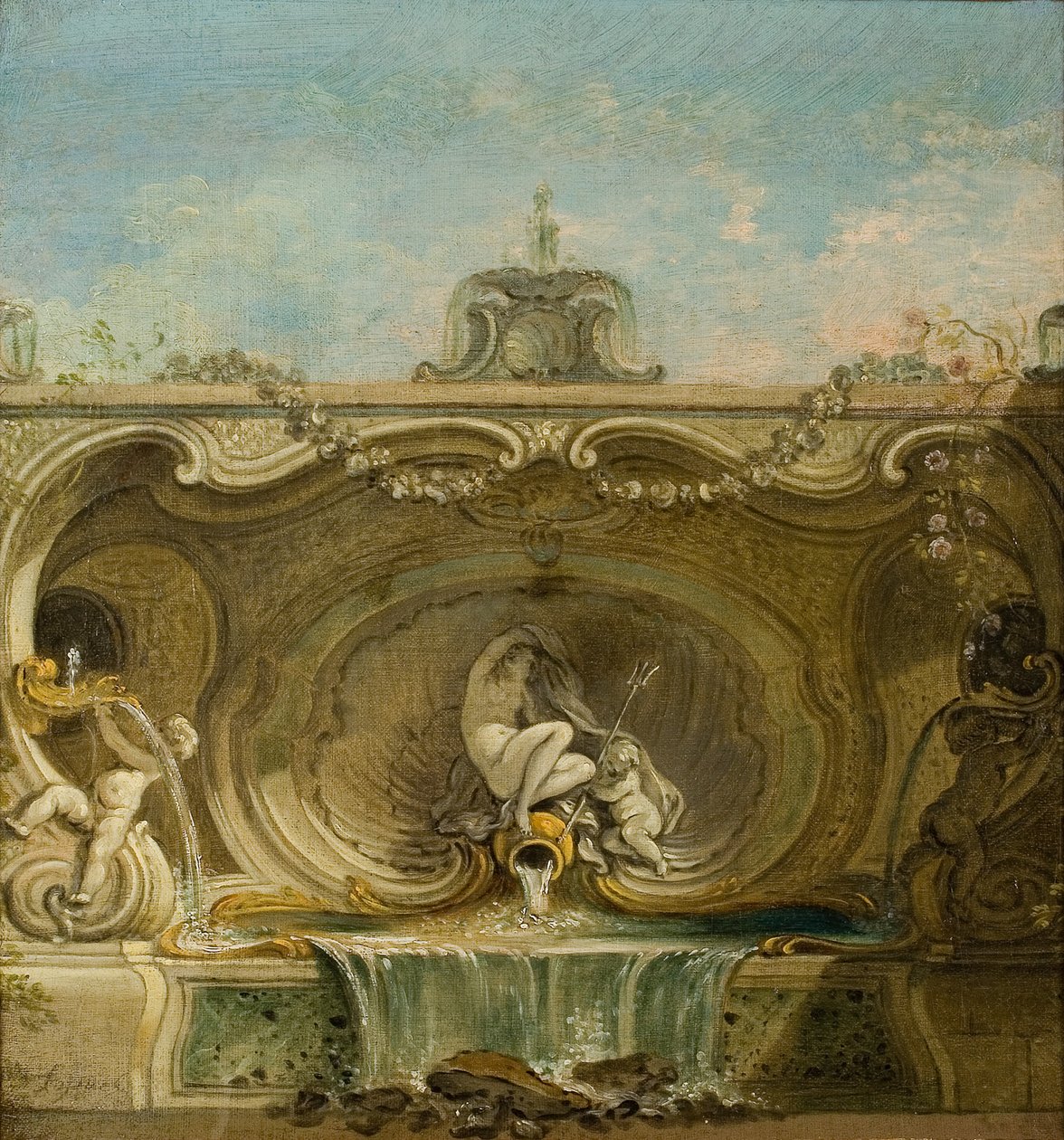 喷泉设计。Naiad and Putto, 约1740年。 作者 雅克·拉茹德