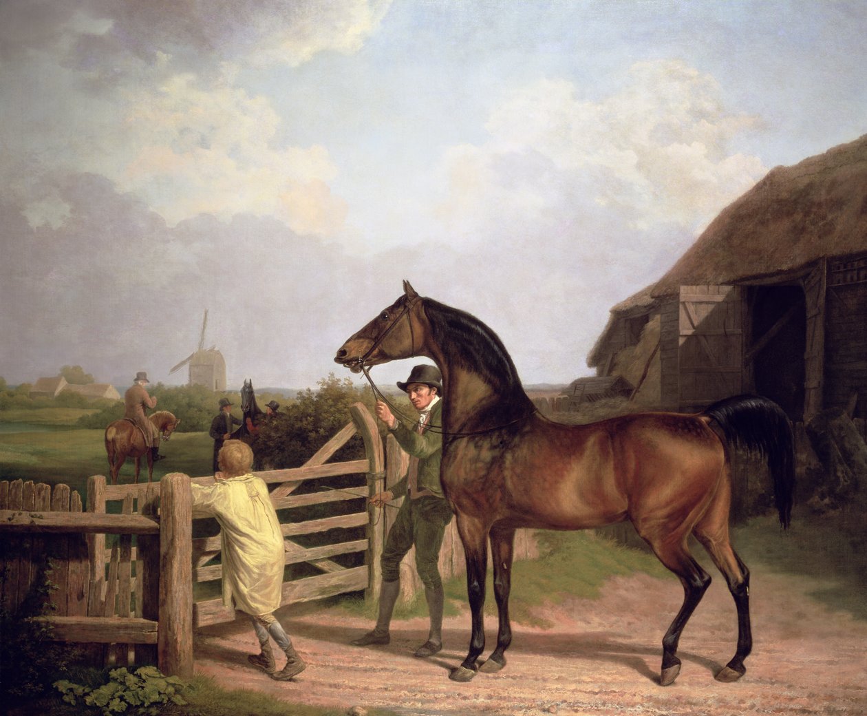 公马“ Bay Ascham”，穿过一扇门，通往母马，1804年 作者 雅克·洛朗·阿加斯