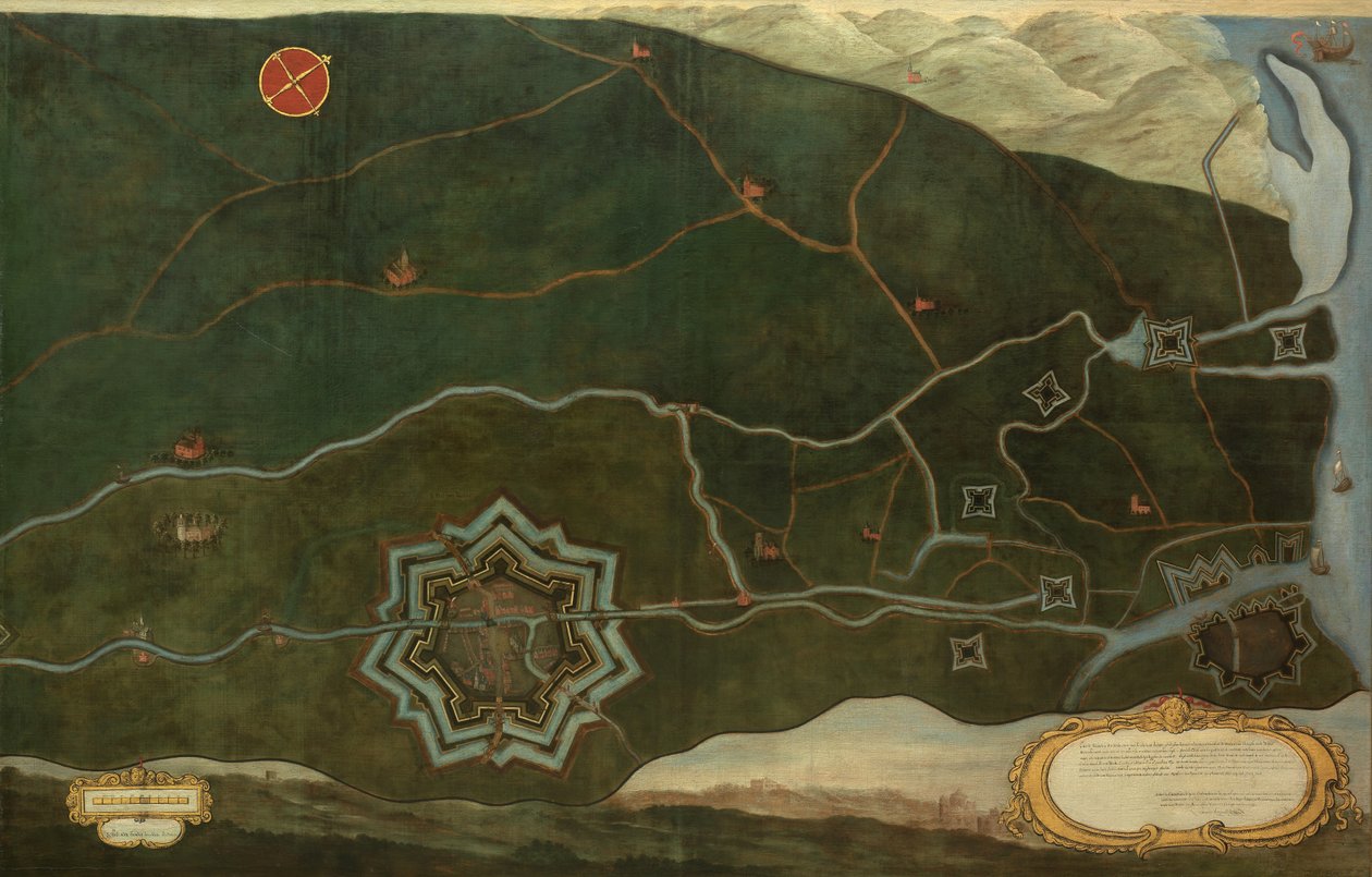达姆和斯路易附近的西班牙边境要塞地图（布面油画） 作者 雅克·洛贝莱希特