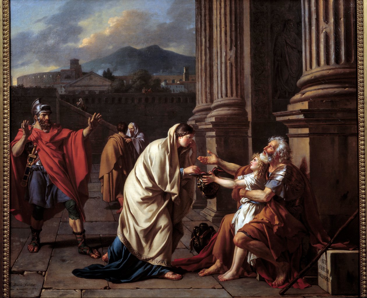 贝利赛尔(500-565)询问明矾(Belisarios - Flavius Belisarius) 雅克-路易斯-大卫(1748-1825)的绘画。 作者 雅克·路易·大卫