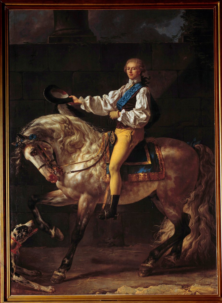 Stalislas Potocki 伯爵 (1755 - 1821) 的马术肖像。 雅克·路易斯·大卫 (1748-1825) 的绘画 作者 雅克·路易·大卫