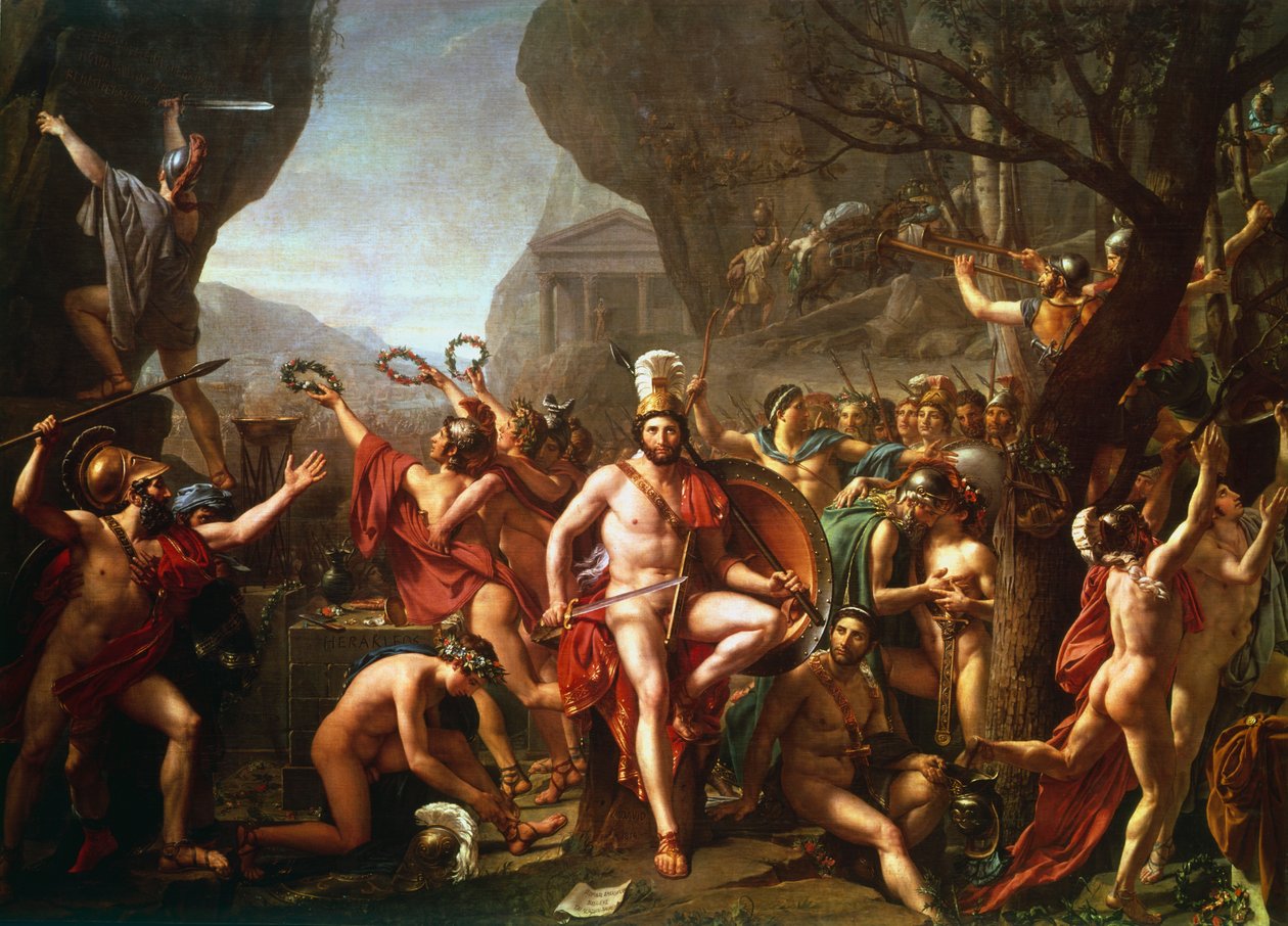 Leonidas在Thermopylae》，公元前5世纪，约1814年 作者 雅克·路易·大卫