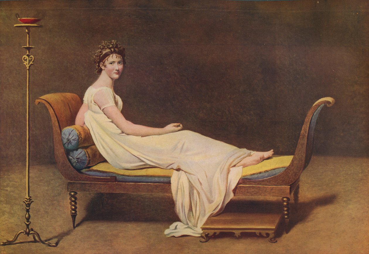 Recamier夫人，1800，c1915。 作者 雅克·路易·大卫