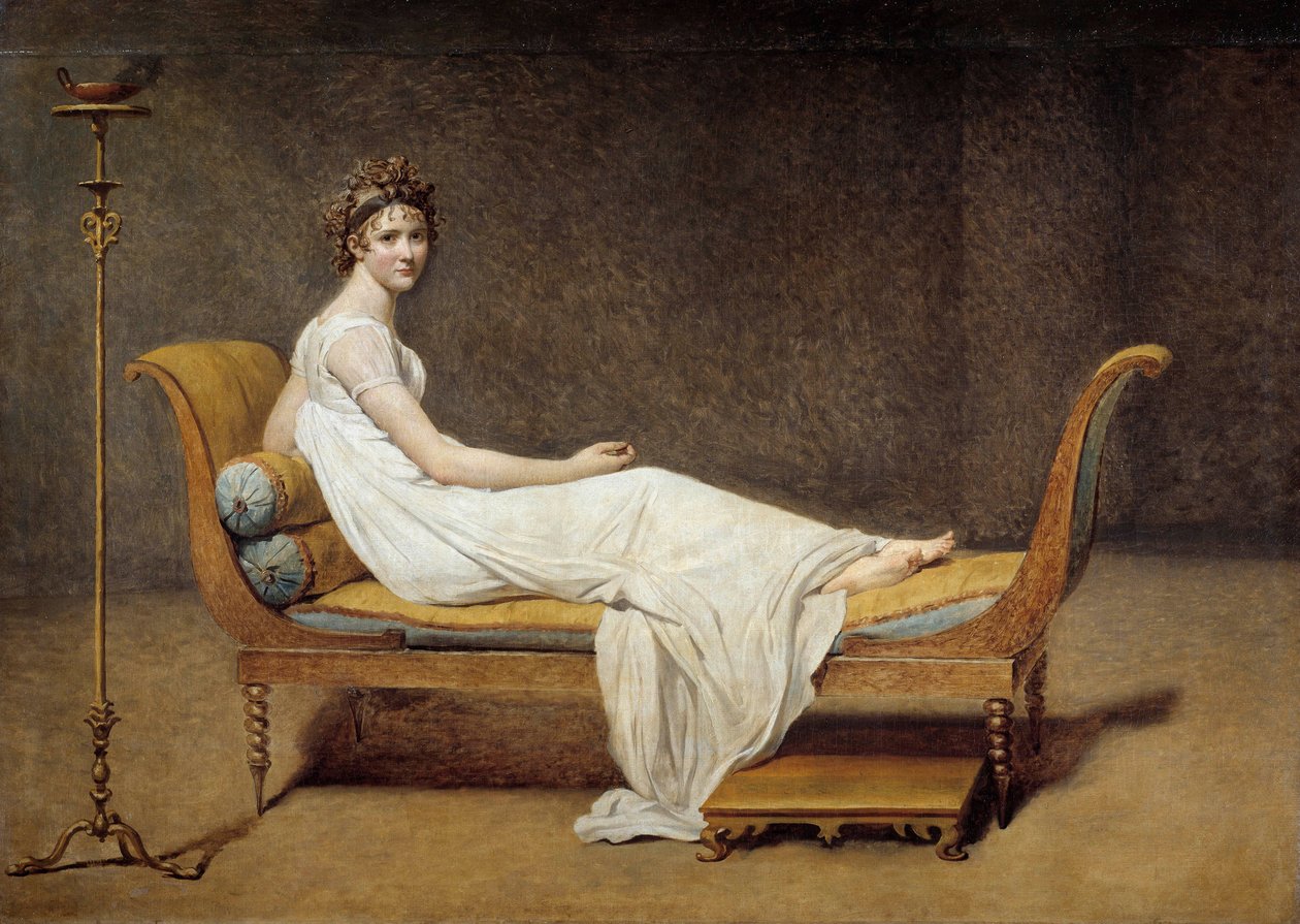 雷卡米尔夫人的肖像 (1777 - 1849), Jeanne Francoise dit Juliette - 雅克·路易斯·大卫 (Jacques Louis David) 的绘画 (1748-1825) 作者 雅克·路易·大卫