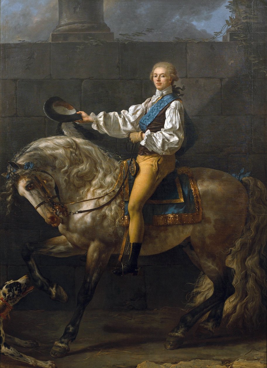 Stanislaw Kostka Potocki（波兰贵族、政治家、作家、宣传家、收藏家和赞助人） - Stanislaw Kostka Potocki（1755-1821）的骑马肖像 - 雅克-路易斯-大卫（1748-1825）的画作 - 1781 - 布面油画 - 304x218 厘米 - Wilano 作者 雅克·路易·大卫