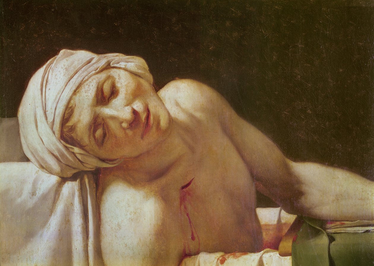 面部的Marat之死细节，1793年布面油画 作者 雅克·路易·大卫