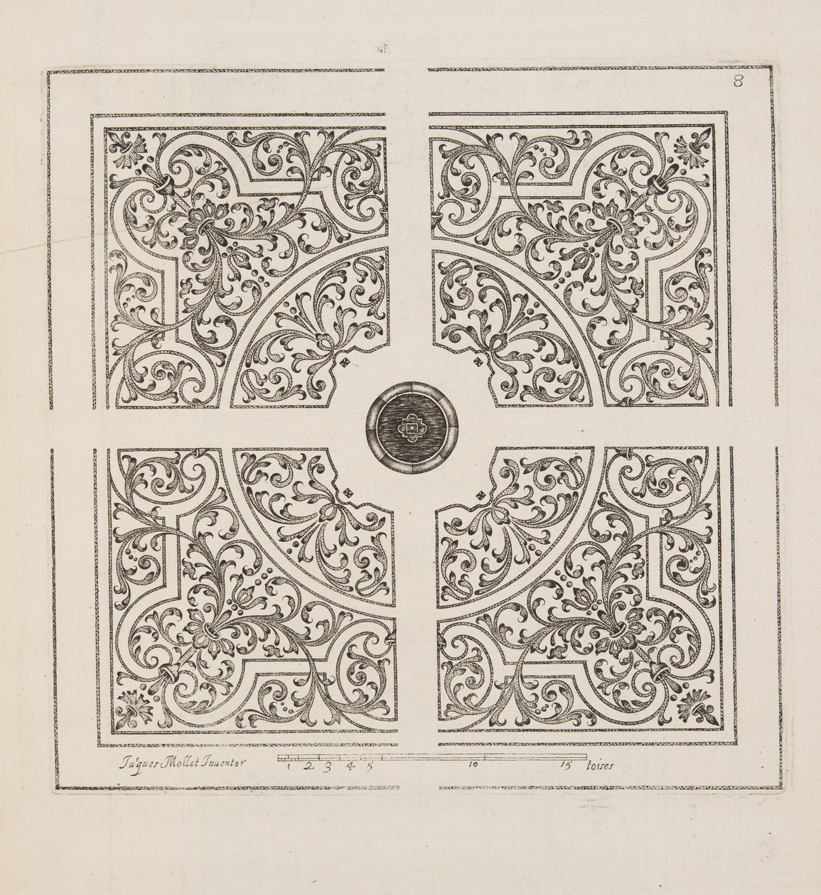 花坛设计，摘自《计划与花园剧院》，1652年出版（雕刻）。 作者 雅克·莫莱特