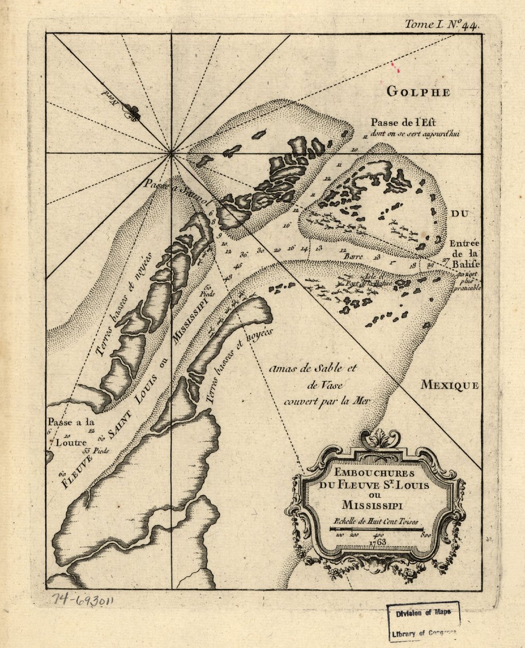 圣路易斯河或密西西比河河口，1763 年。编号 74693011 作者 雅克·尼古拉斯·贝林
