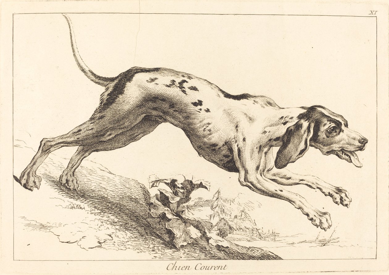 奔跑猎犬 作者 Jacques Philippe Le Bas 和 Jean Eric Rehn 在 Jean Baptiste Oudry 之后