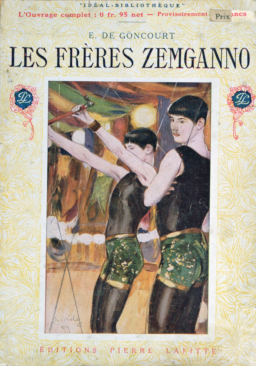 封面插图&39;Les Freres Zemganno&39;作者：Edmond Huot de Goncourt（1822-96），由Pierre Laffitte Editions出版，巴黎，1909年 作者 雅克·韦利