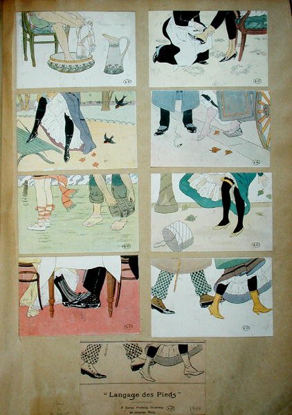 描绘 "脚的语言 "的明信片 作者 雅克·韦利