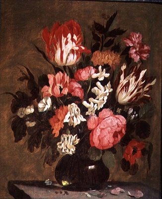 玻璃花瓶里的花 作者 雅克·德·克劳
