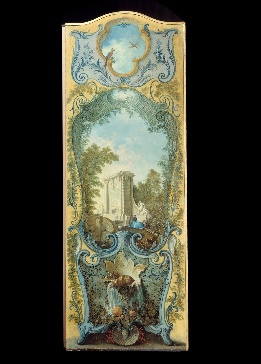 家具：Jacques de Lajoue(1686-1761)的Maroufle纸上的画屏 18世纪 作者 雅克·德·拉约