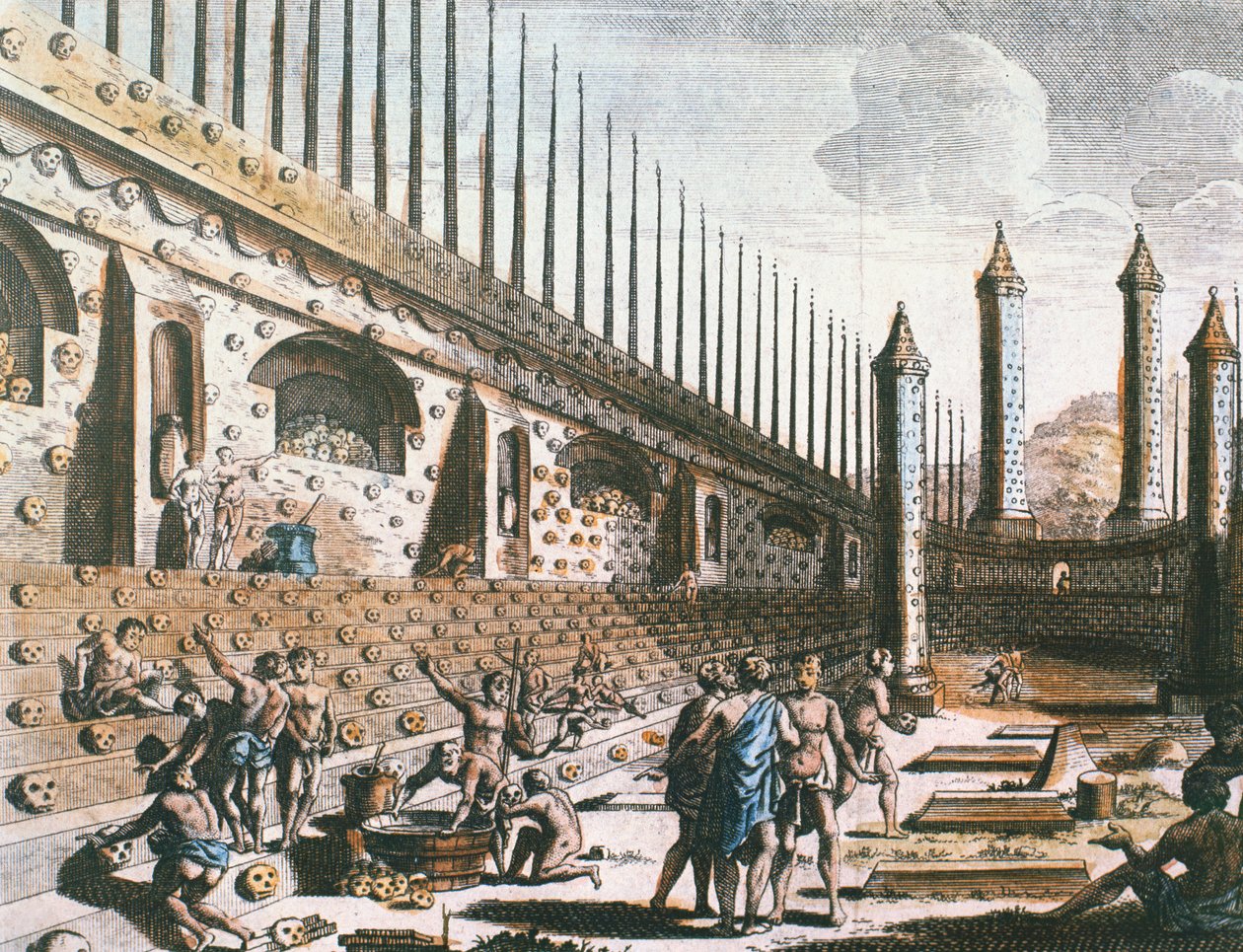 人类头骨的墙壁，Templo市长，Tenochtitlan 作者 雅各布·范·德·史莱
