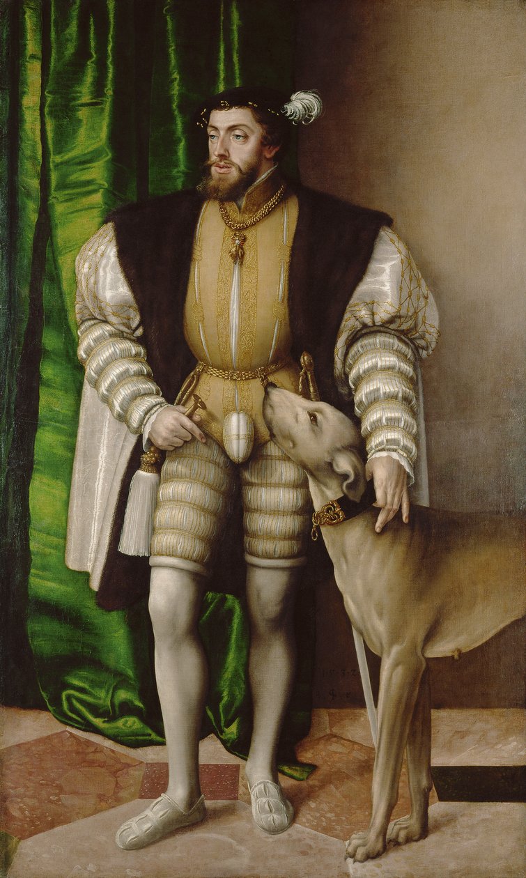 Portrait of Emperor Charles V with Dog 作者 雅各布·赛森格