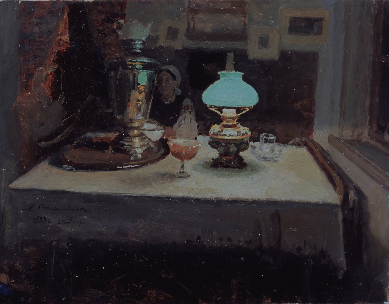 在茶馆，1899年 作者 雅科夫·雅科夫列维奇·卡利尼琴科