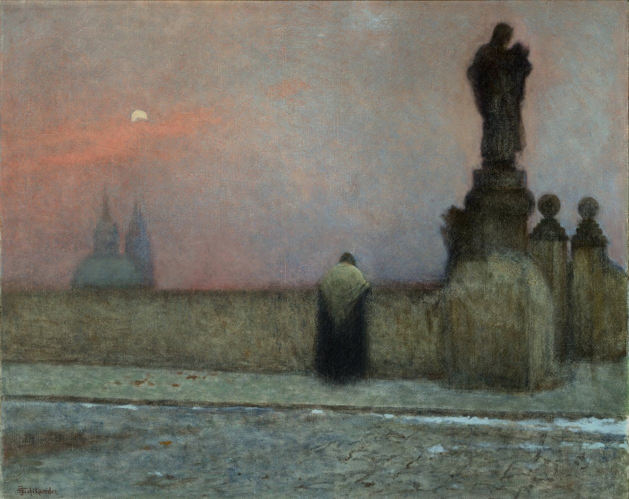 Debut de soiree a Hradcany (Prague, republique tcheque) - Early Evening in Hradcany - Jakub Schikaneder (1855-1924)。布面油画 作者 雅库布·席卡内德