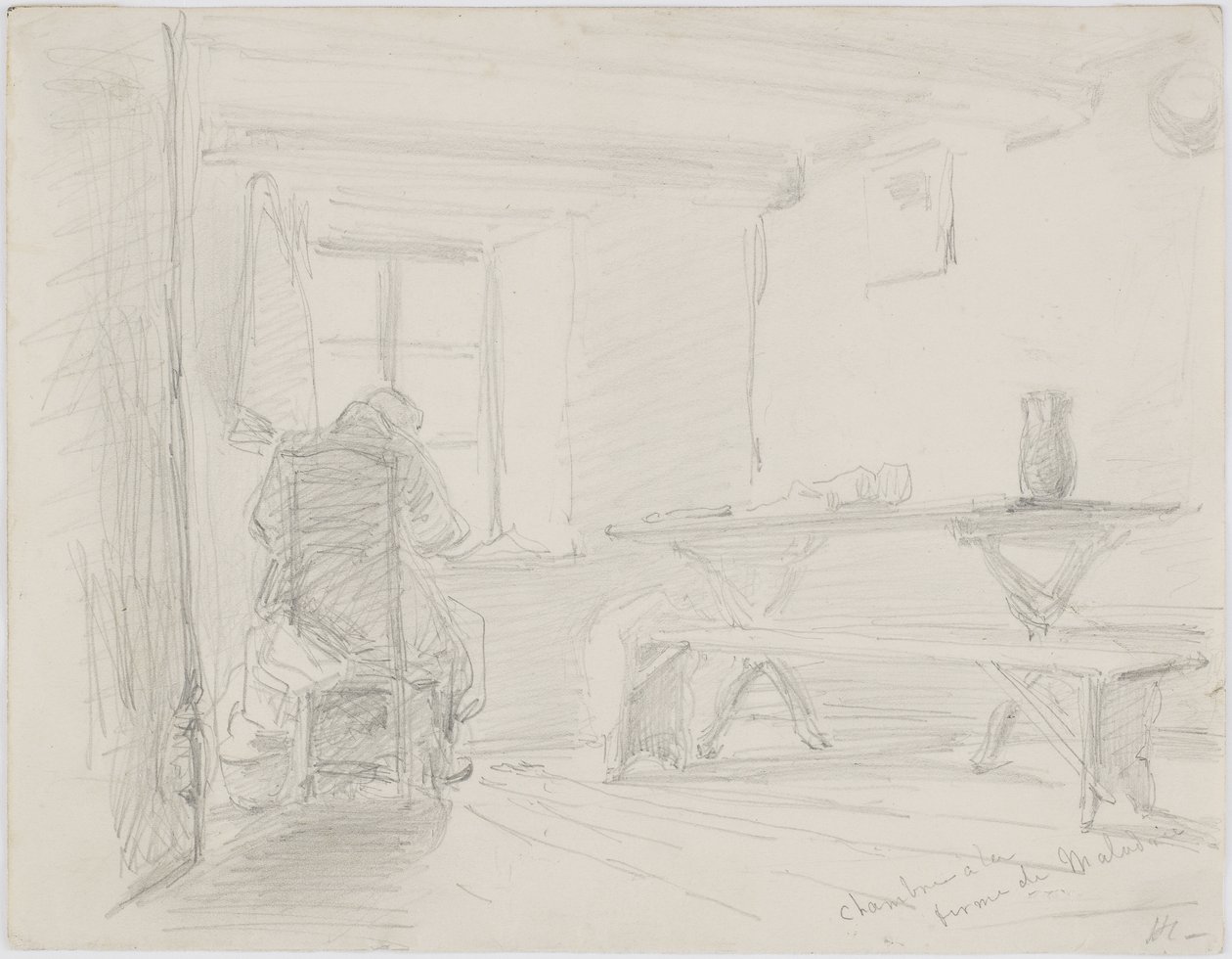 房间农场Maladrie，c.1861（铅笔在白纸上）; 作者 詹姆斯·阿博特·麦克尼尔·惠斯勒