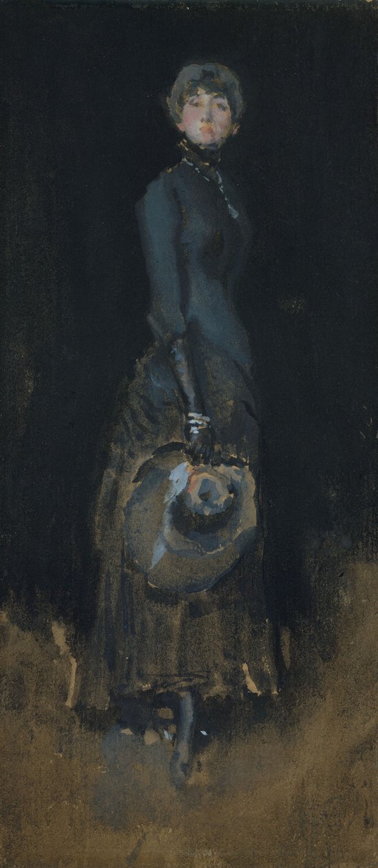 灰色女士，c.1883（黑褐色编织纸上的水粉和水粉） 作者 詹姆斯·阿博特·麦克尼尔·惠斯勒