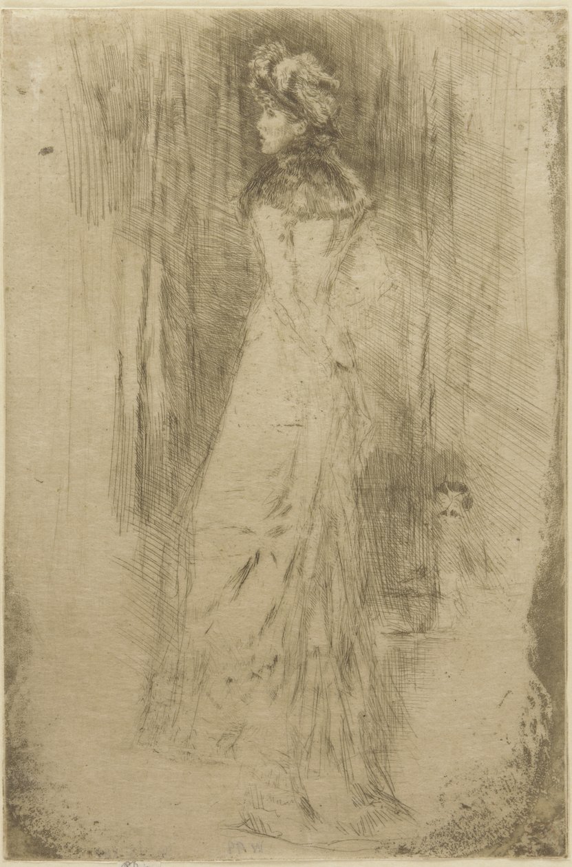 Maude，站立，c.1873（纸上的干点） 作者 詹姆斯·阿博特·麦克尼尔·惠斯勒