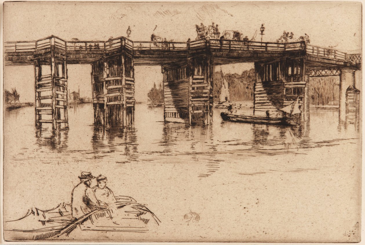 旧普特尼桥，1879年（纸上蚀刻） 作者 詹姆斯·阿博特·麦克尼尔·惠斯勒