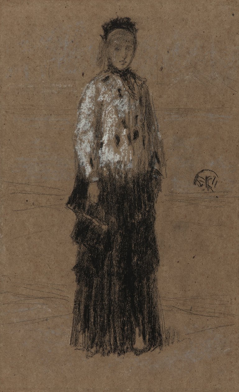 Ermine Coat，1870-73（棕色纸上的粉笔和粉彩） 作者 詹姆斯·阿博特·麦克尼尔·惠斯勒