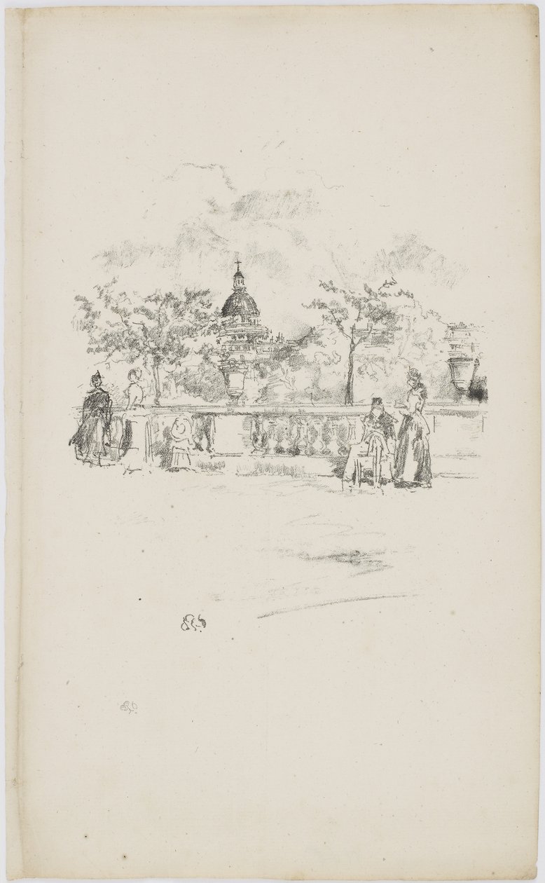 万神殿，来自卢森堡花园的露台，1893年（石版纸上） 作者 詹姆斯·阿博特·麦克尼尔·惠斯勒