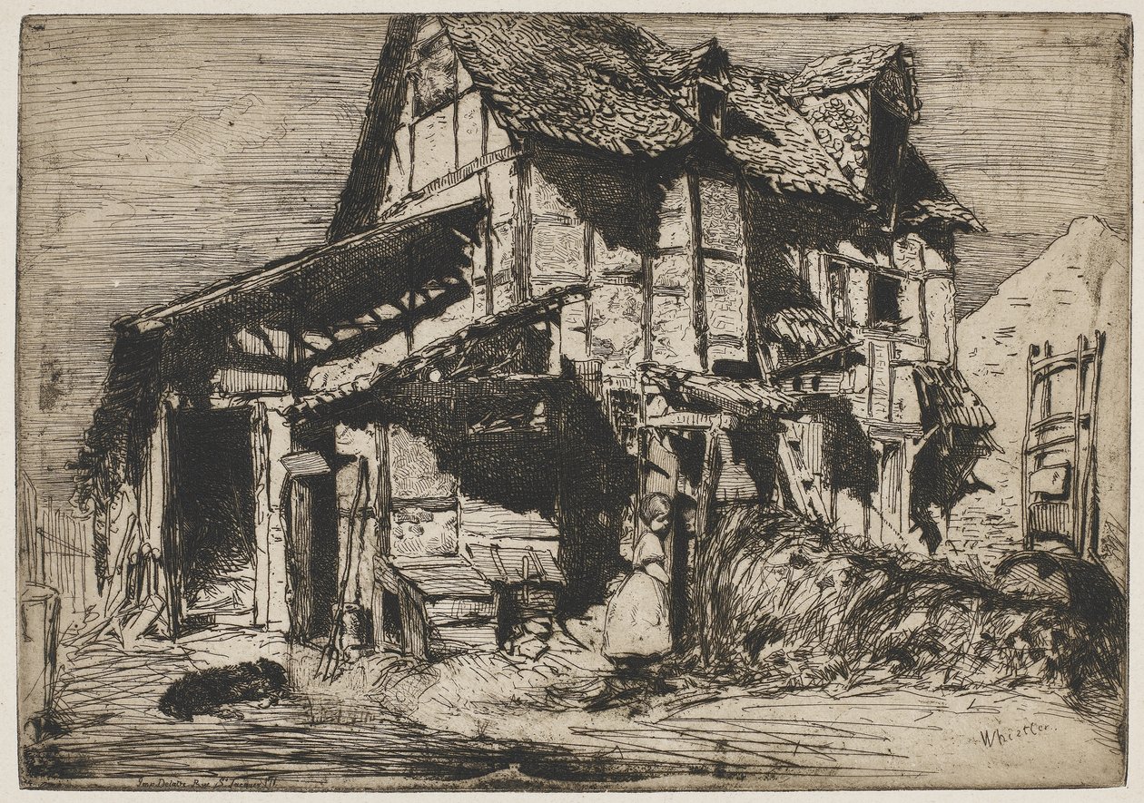 不安全的物业，1858年（在纸上蚀刻） 作者 詹姆斯·阿博特·麦克尼尔·惠斯勒