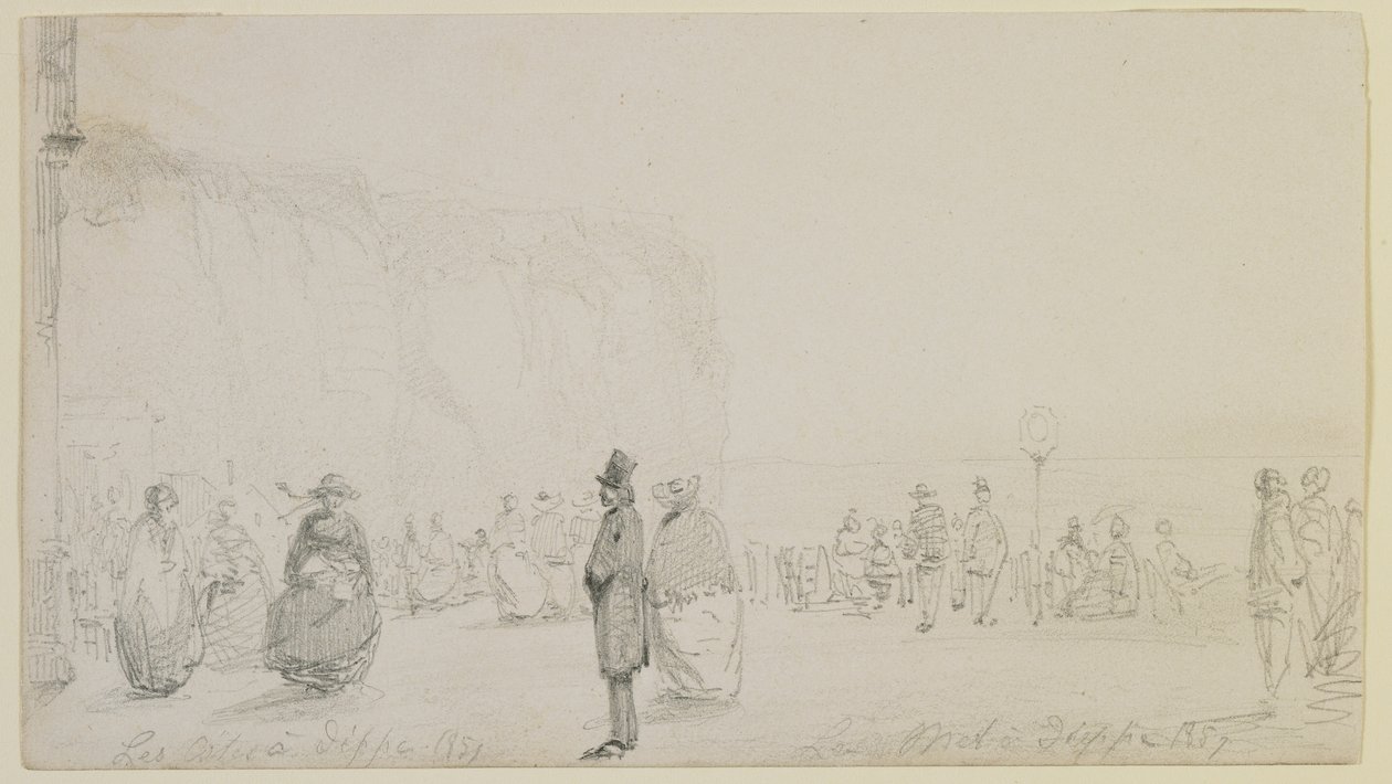 迪耶普的海岸，1857年（铅笔在米白色的纸上） 作者 詹姆斯·阿博特·麦克尼尔·惠斯勒