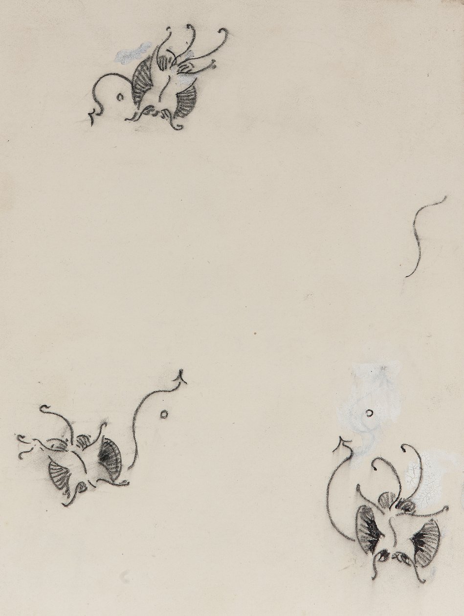 三只惠斯勒蝴蝶，1889年（平版转印纸上的蜡笔和中国白） 作者 詹姆斯·阿博特·麦克尼尔·惠斯勒