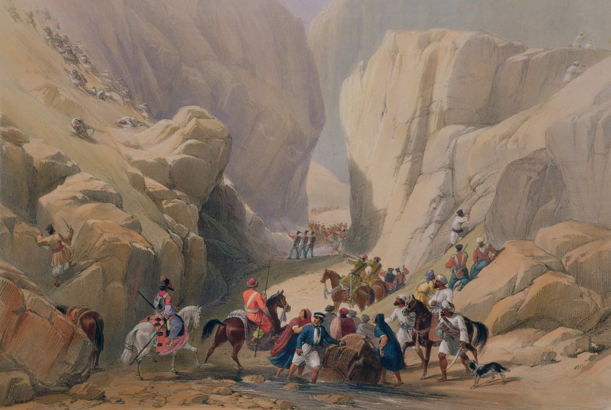 184年由Henry Graves出版的Charles Haghe（1810-88）和Louis Haghe（1806-85）所写的“阿富汗的草图”中的Siri Bolan上方的狭长通道开放 作者 詹姆斯·阿特金森