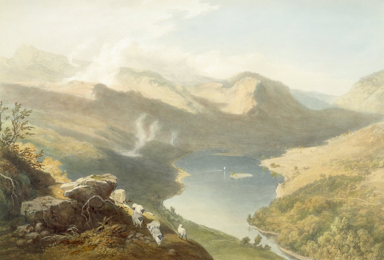 来自Langdale Fell的Grasmere，来自&39;英国湖区&39;，1853年（详见90422） 作者 詹姆斯·贝克·派恩