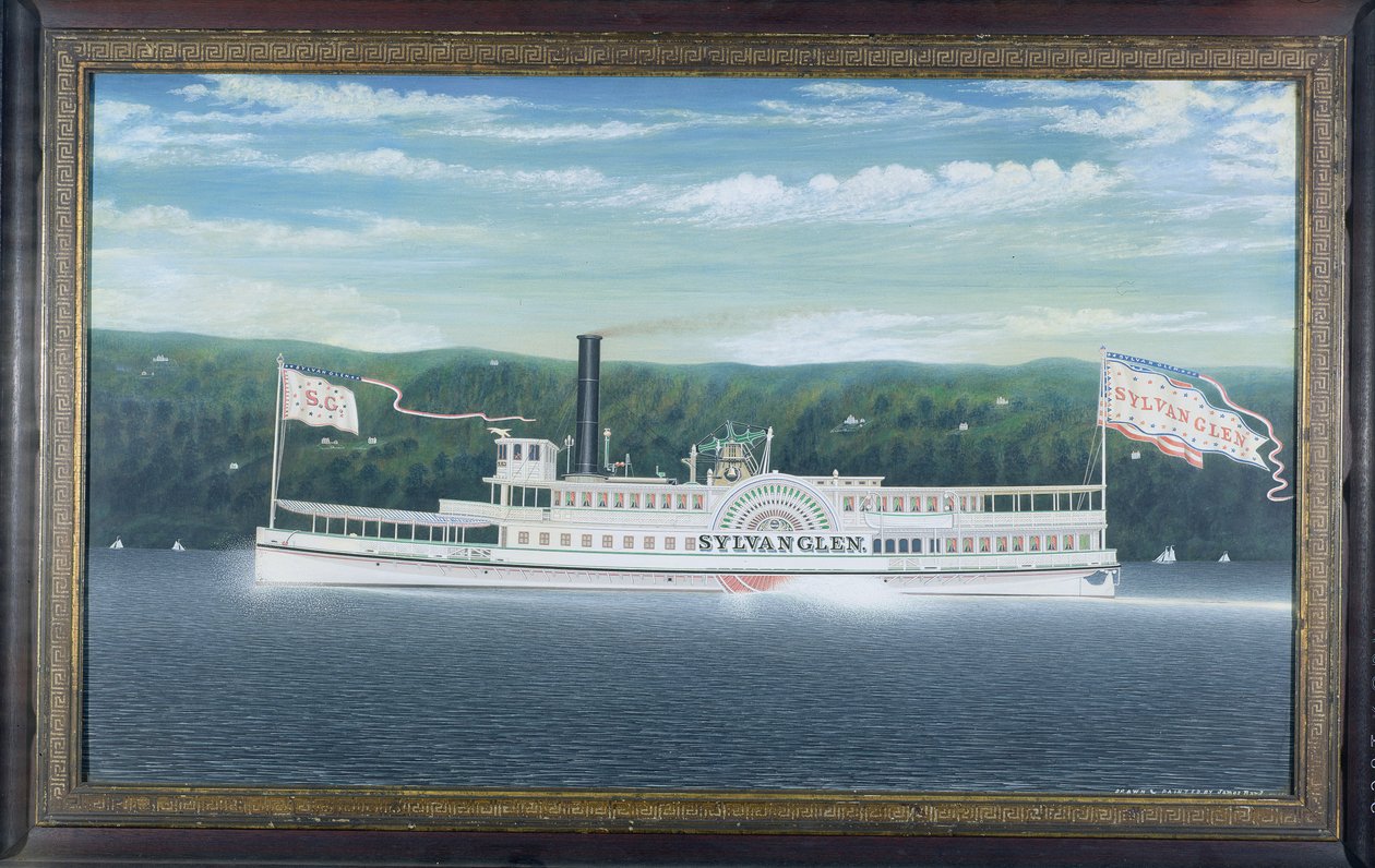 1870年的Steamboat&39;Sylvan Glen&39;（纸板上的石墨水粉） 作者 詹姆斯·巴德