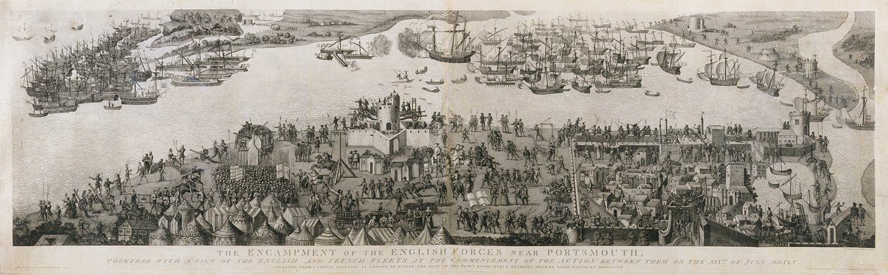 1778年索伦特战役期间朴茨茅斯附近英国军队的营地 作者 詹姆斯·巴希尔