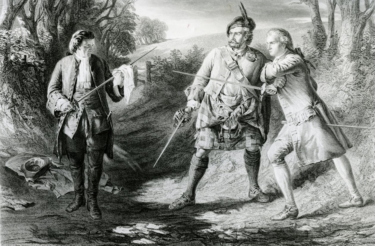 Rob Roy Parting Duellists Rashleigh和Francis Osbaldistone，由John Le Conte刻写（1850-86）1867 作者 詹姆斯·布雷克·麦克唐纳