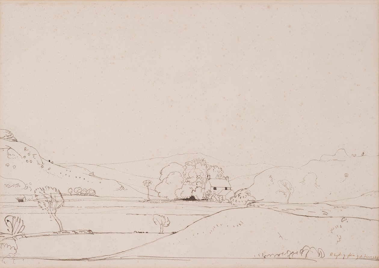 Rhyd-y-Fen，1911年（笔和纸上的棕色墨水） 作者 詹姆斯·迪克森·英尼斯