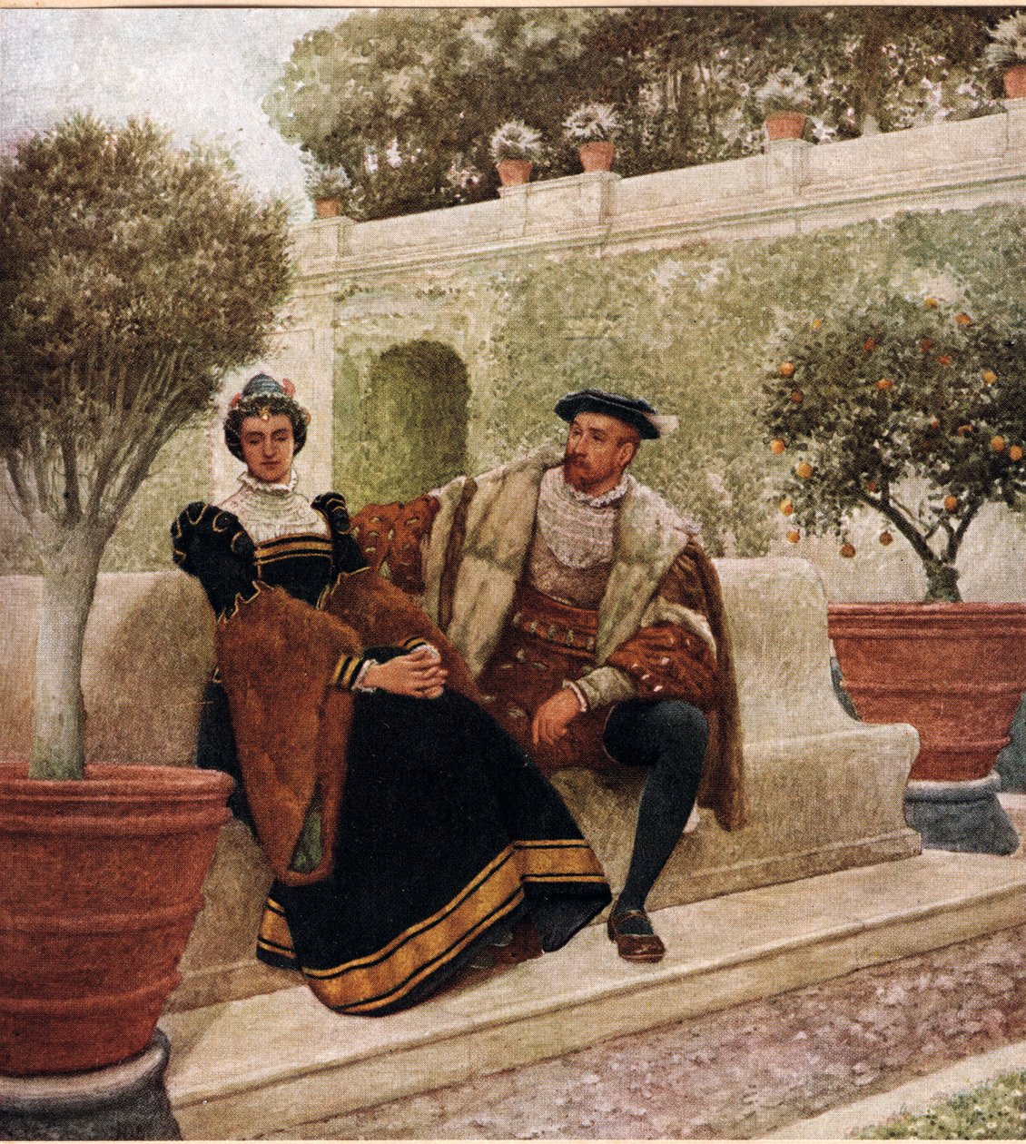 Lorenzo和Jessica，来自&39;The Merchant of Venice&39;，c.1910 作者 詹姆斯·德罗姆哥·林顿