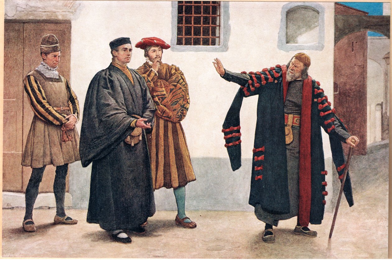 “告诉我，不要怜悯gaoler，看向他”，插图来自&39;The Merchant of Venice&39;，c.1910 作者 詹姆斯·德罗姆哥·林顿