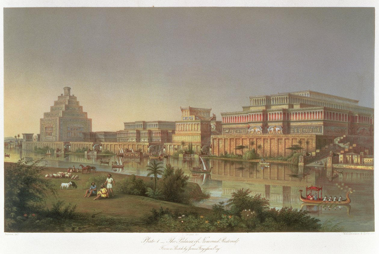 Nimrud宫殿修复，由Ashurbanipal在底格里斯河岸建造的宫殿的重建，来自尼尼微遗址和巴比伦的发现，由Austen Henry Layard（1817-94） 作者 詹姆斯·弗格森