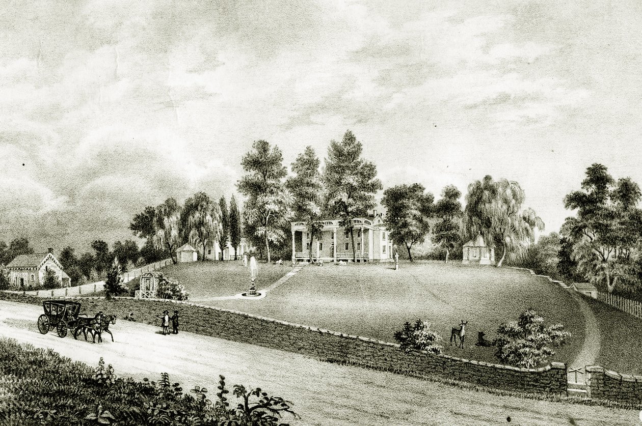 喷泉公园，Schuylkill瀑布，费城，c.1845 作者 詹姆斯·富勒·皇后