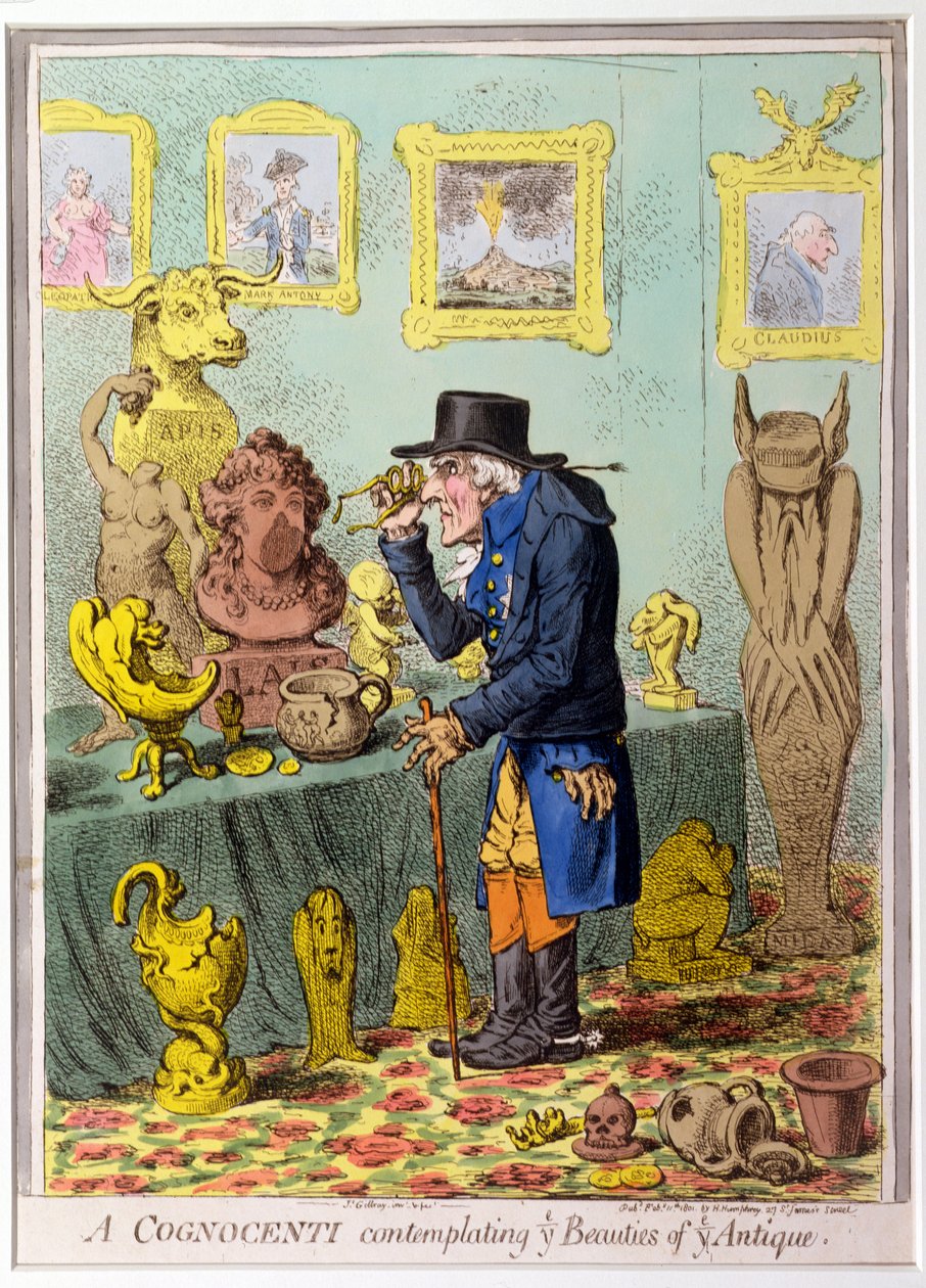 认识Ye Antique的Ye美人的Cognocenti，由Hannah Humphrey于1801年出版（手工彩色蚀刻） 作者 詹姆斯·吉里