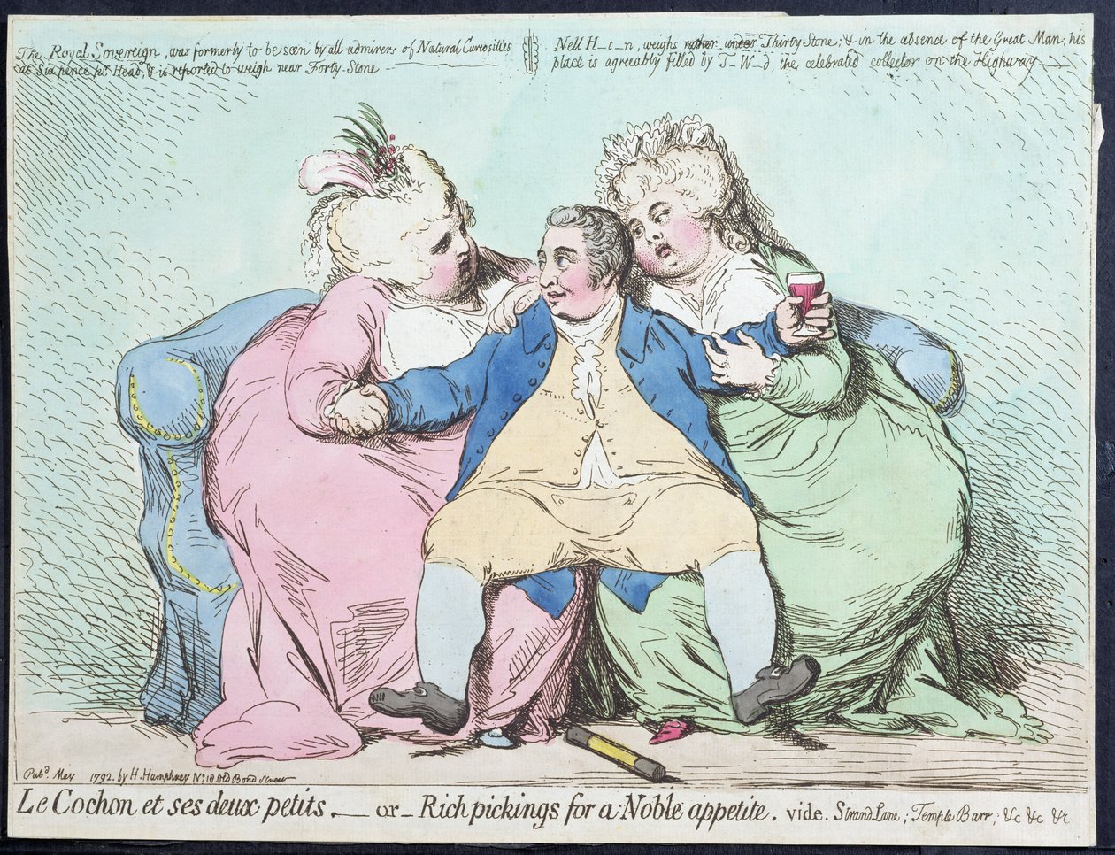 Le Cochon et ses Deux Petits，或Rich Pickings for a Noble Appetite，由Hannah Humphrey于1792年出版（手工蚀刻） 作者 詹姆斯·吉里