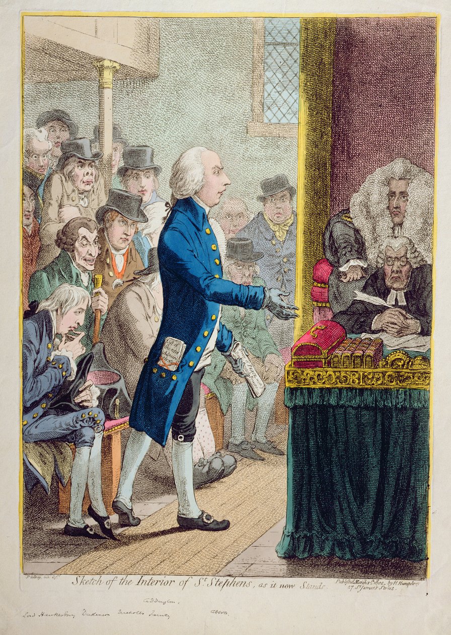 正如现在所展示的圣斯蒂芬内部的素描，由Hannah Humphrey于1802年出版（带有雕刻的手工彩色蚀刻） 作者 詹姆斯·吉里
