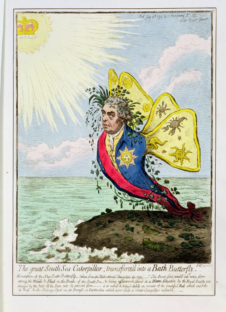 大南海卡特彼勒改造成巴斯蝴蝶，酒吧。作者：Hannah Humphrey，1795年 作者 詹姆斯·吉里