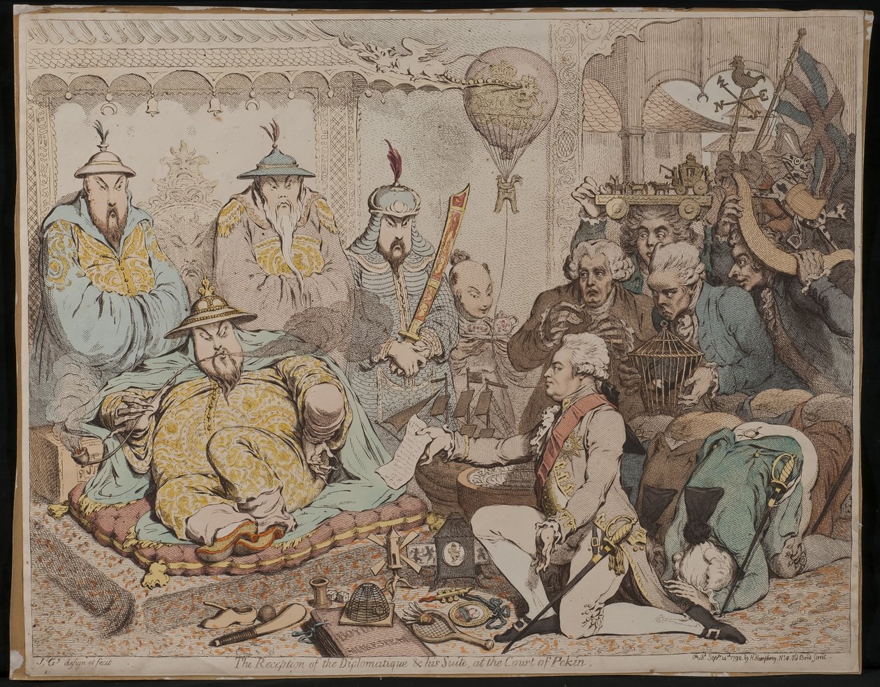 1792年在Pekin法院接受外交及其套房 作者 詹姆斯·吉里