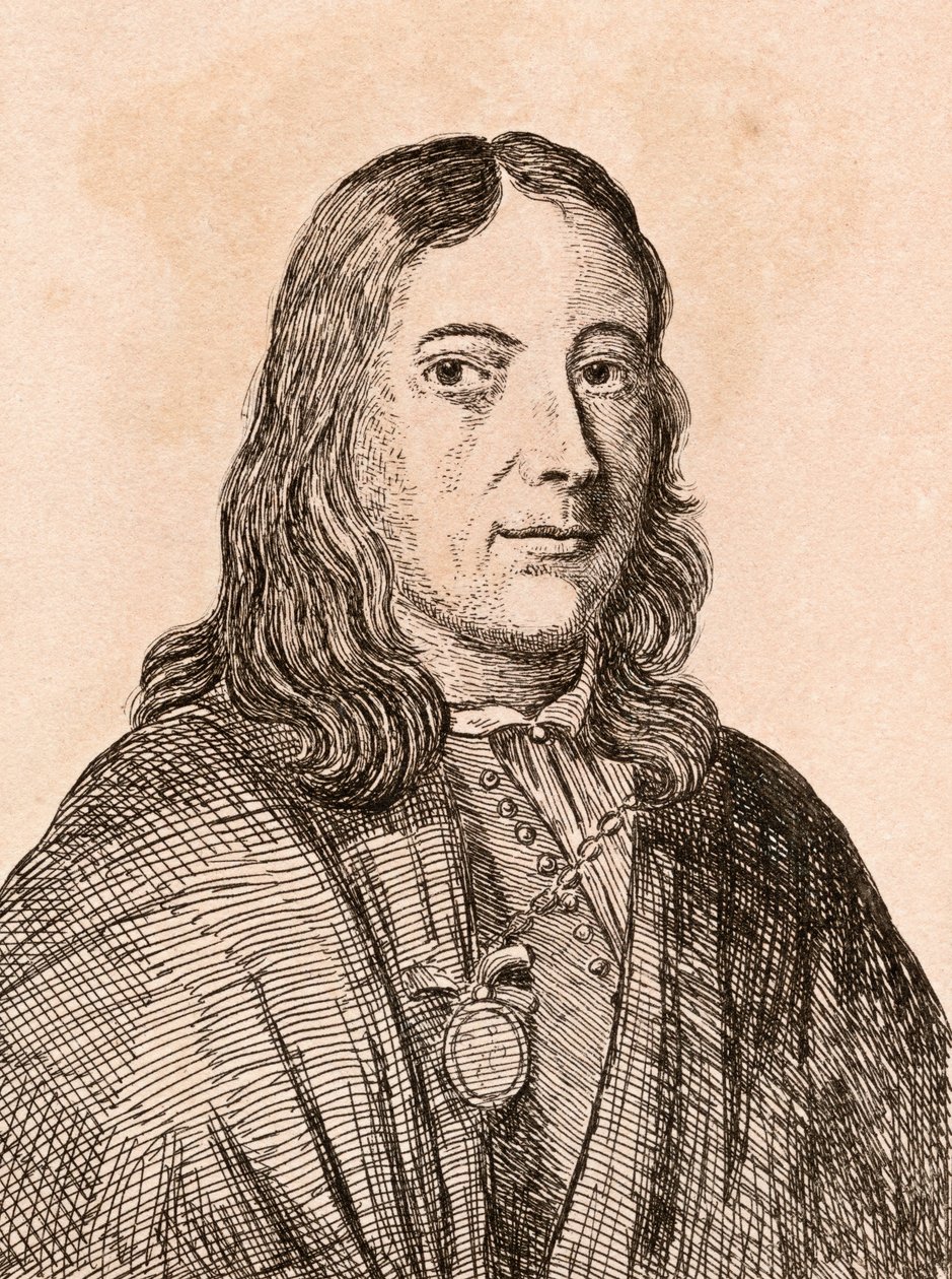 约翰内斯·林格尔巴赫（Johannes Lingelbach），来自“真实原创的着名画家的75幅画像”的插图，于1817年在伦敦出版 作者 詹姆斯·吉尔丁