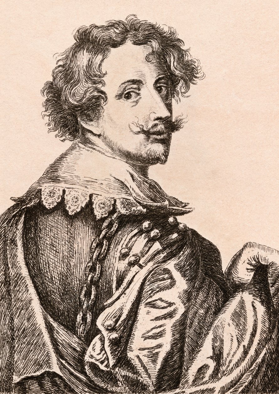 Anthony van Dyck爵士，来自“真实原创的着名画家肖像”的插图，于1817年在伦敦出版 作者 詹姆斯·吉尔丁