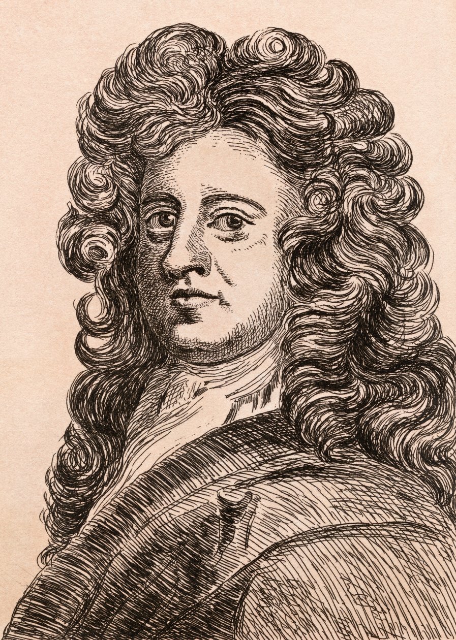 Godfrey Kneller先生，来自“真实原创的着名画家肖像”的插图，于1817年在伦敦出版 作者 詹姆斯·吉尔丁